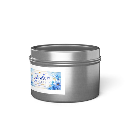 Blue Floral Scented Tin Candle