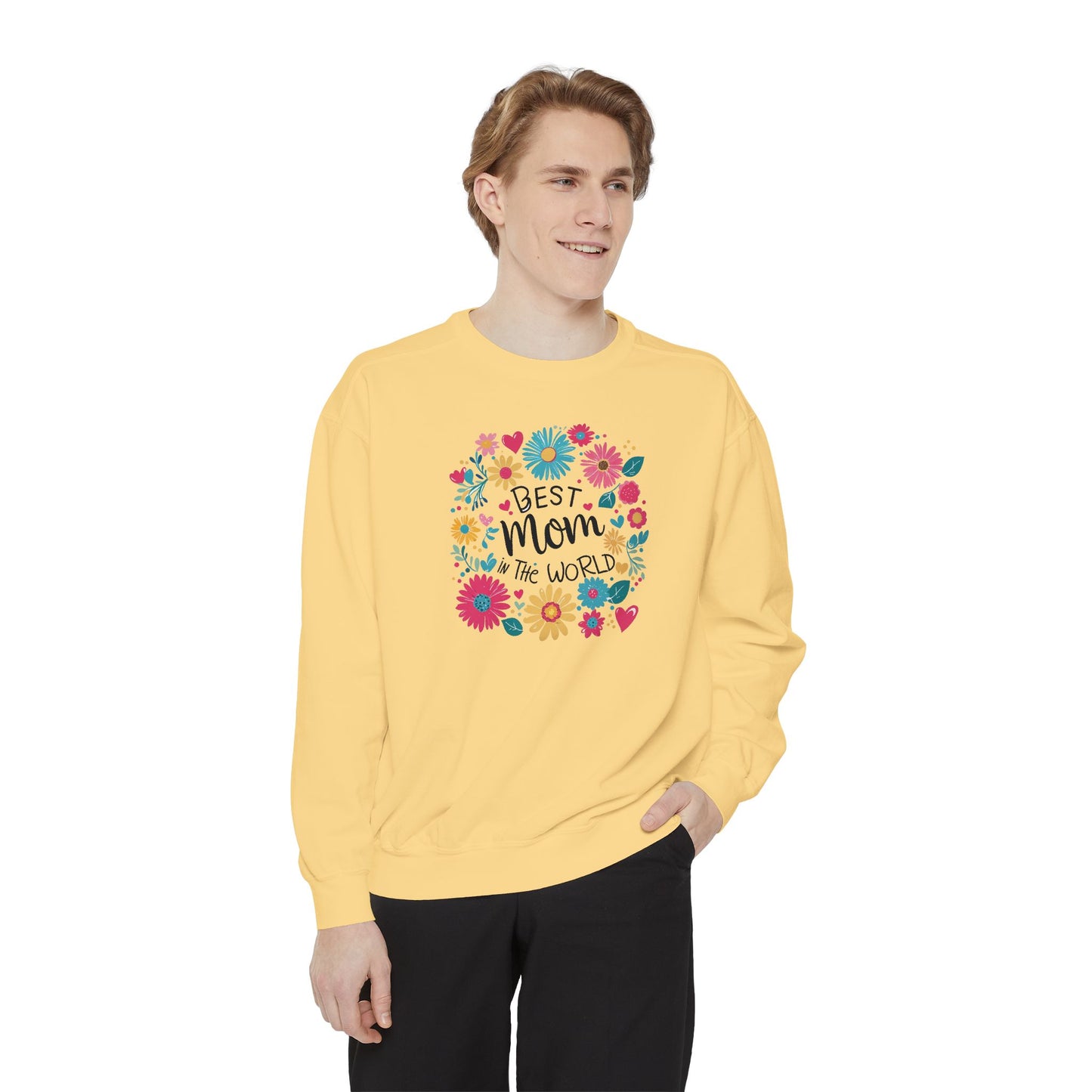 Best Mom in the World Floral Sweatshirt