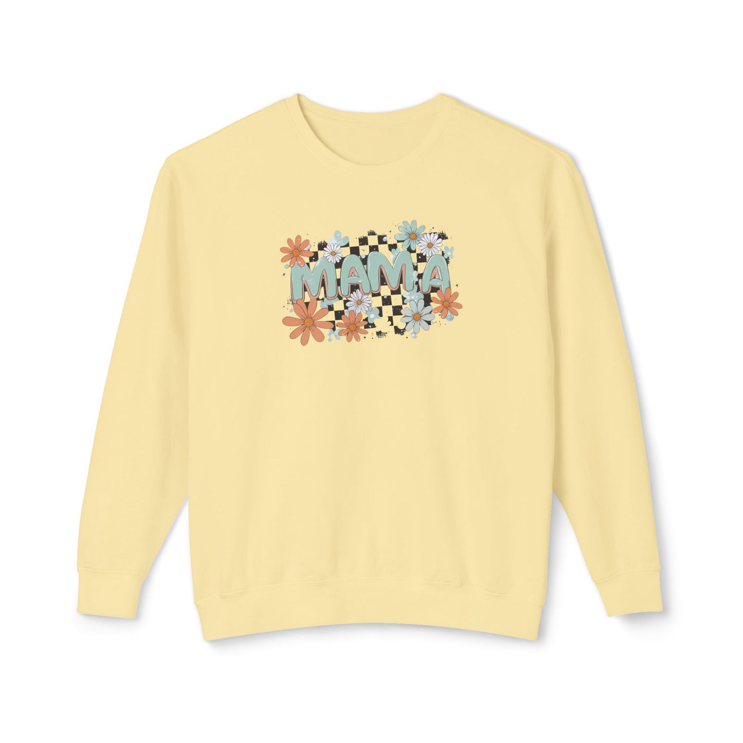 MAMA Floral Checkerboard Crewneck Sweatshirt