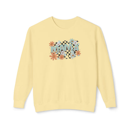 MAMA Floral Checkerboard Crewneck Sweatshirt