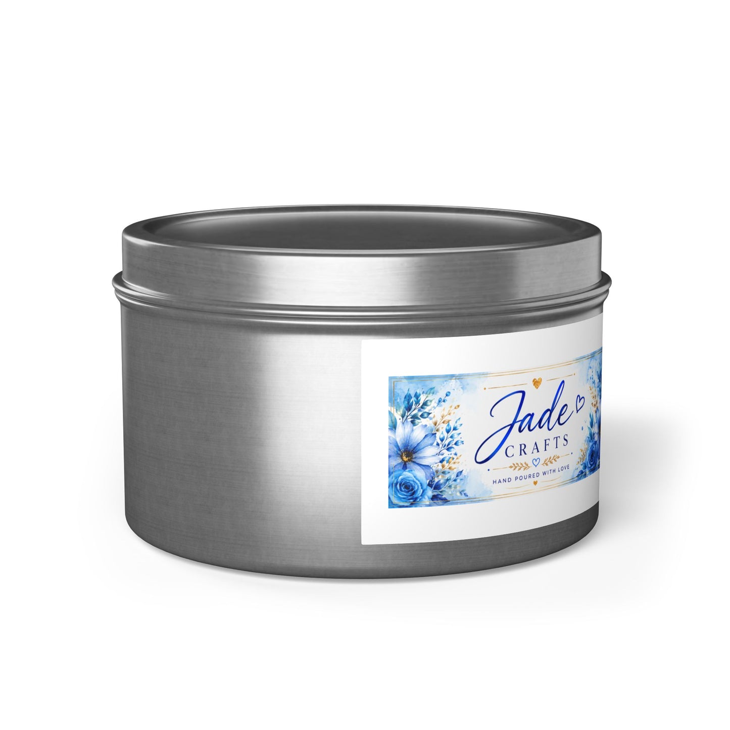 Blue Floral Scented Tin Candle
