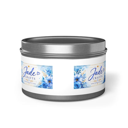 Blue Floral Scented Tin Candle
