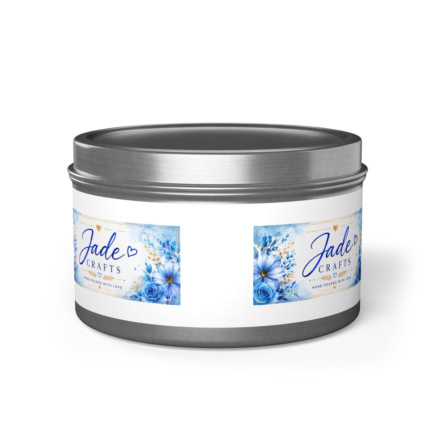 Blue Floral Scented Tin Candle