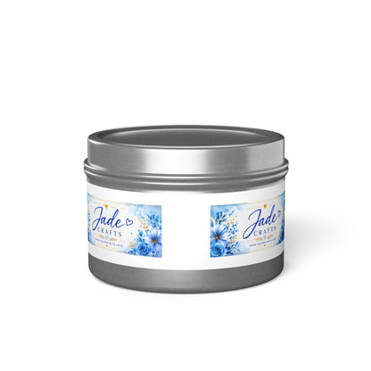 Blue Floral Scented Tin Candle