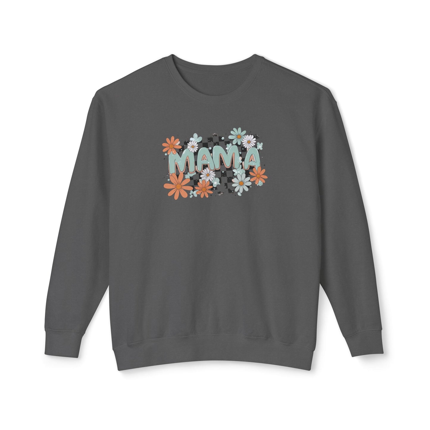 MAMA Floral Checkerboard Crewneck Sweatshirt