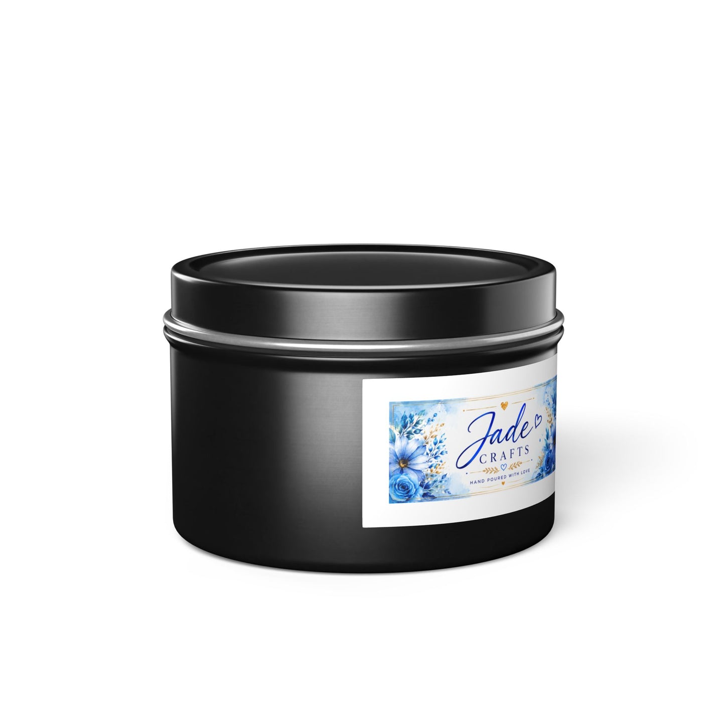 Blue Floral Scented Tin Candle