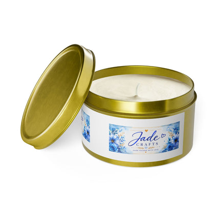 Blue Floral Scented Tin Candle