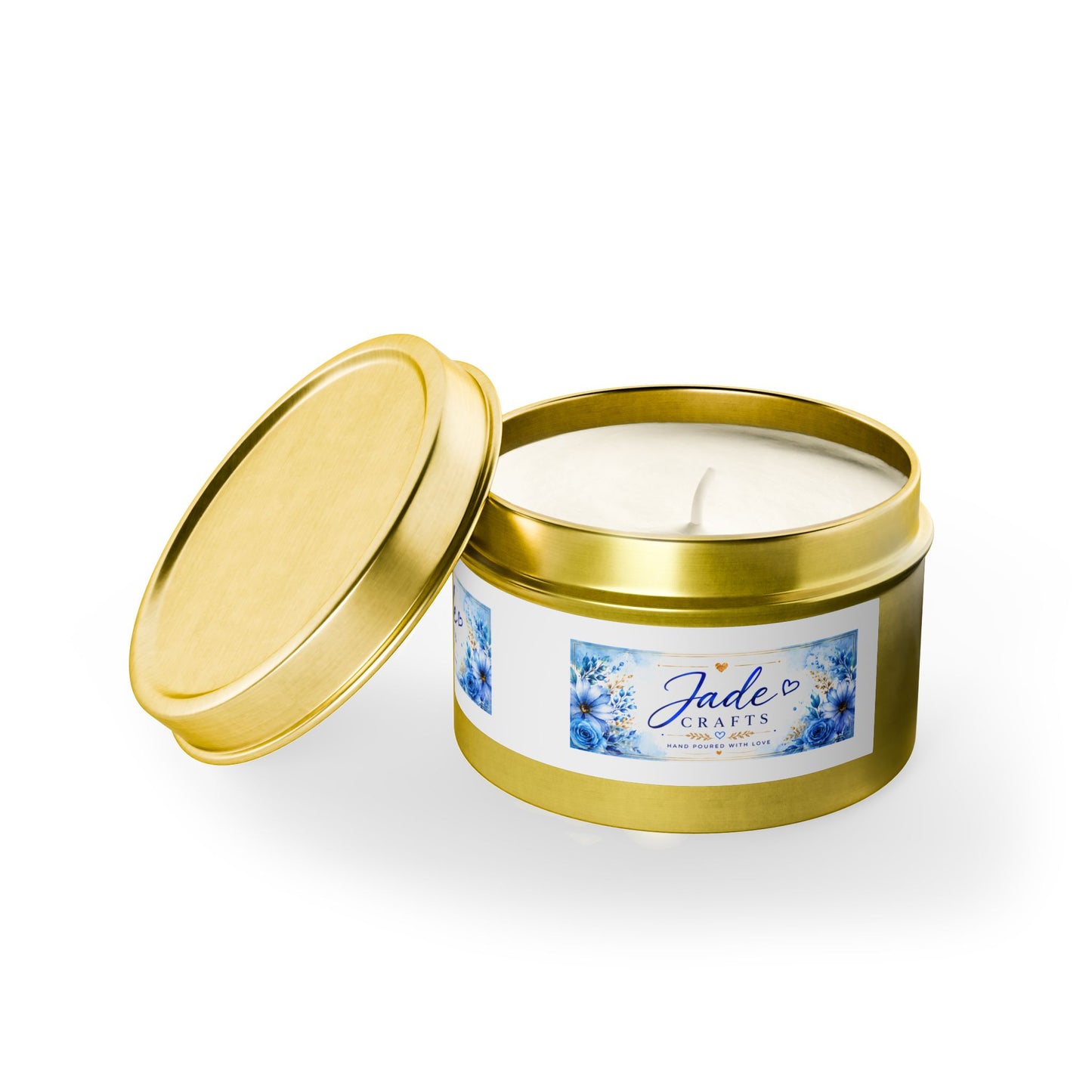 Blue Floral Scented Tin Candle