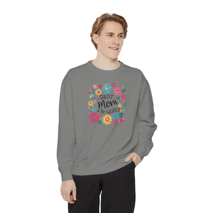 Best Mom in the World Floral Sweatshirt