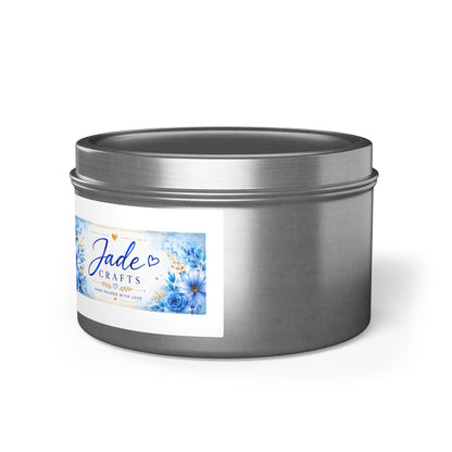 Blue Floral Scented Tin Candle