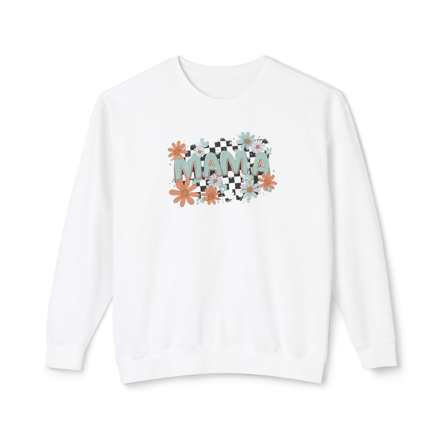 MAMA Floral Checkerboard Crewneck Sweatshirt