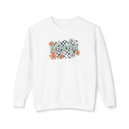 MAMA Floral Checkerboard Crewneck Sweatshirt