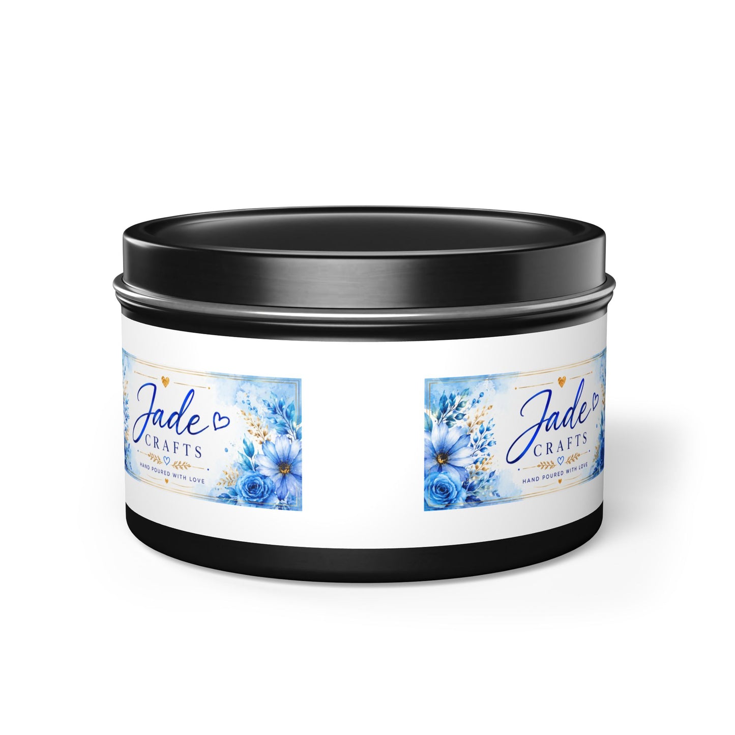 Blue Floral Scented Tin Candle