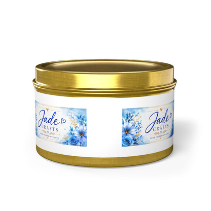 Blue Floral Scented Tin Candle
