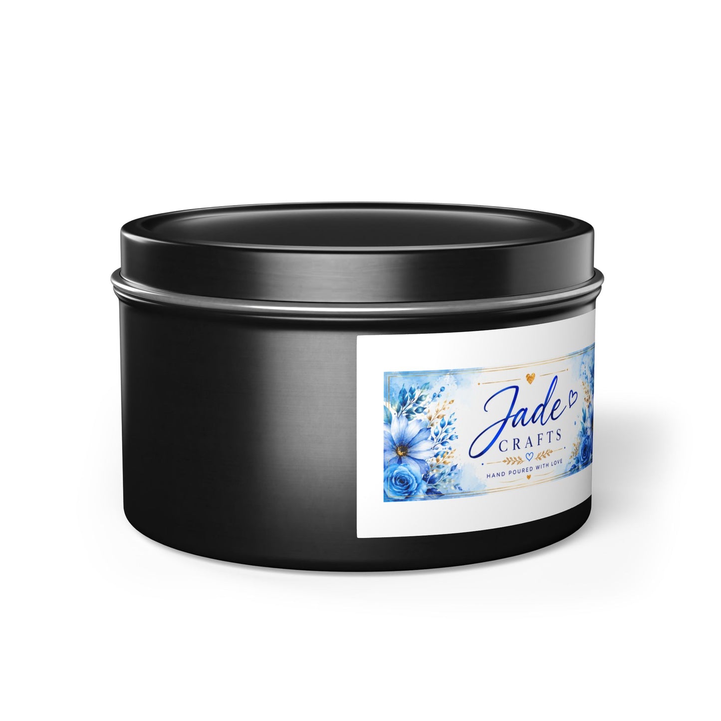 Blue Floral Scented Tin Candle