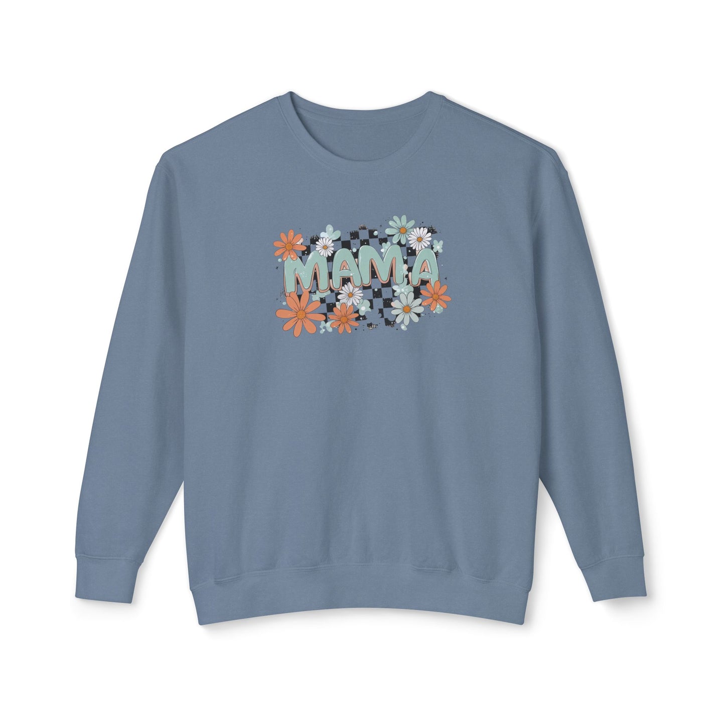 MAMA Floral Checkerboard Crewneck Sweatshirt