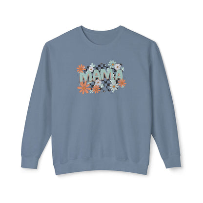 MAMA Floral Checkerboard Crewneck Sweatshirt