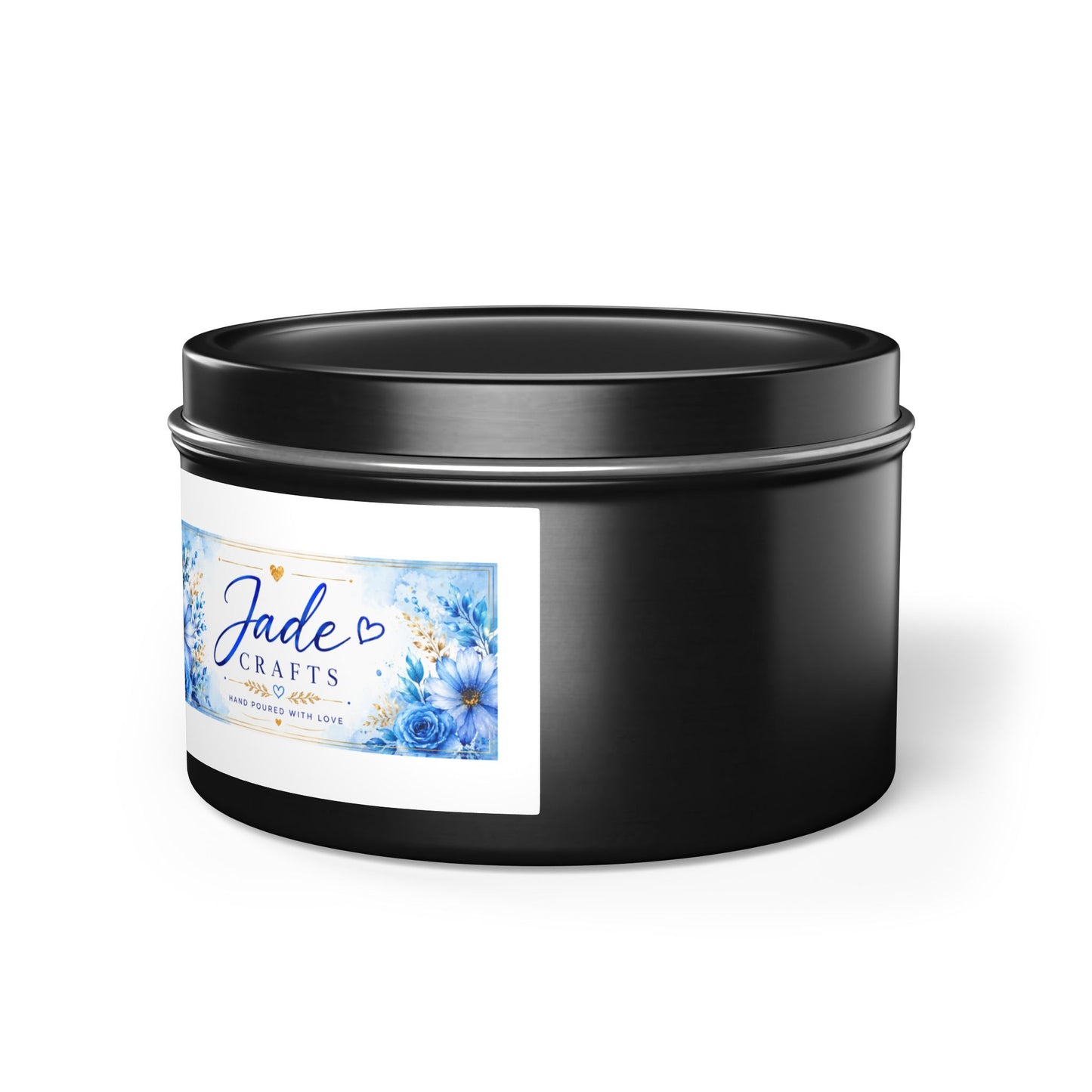 Blue Floral Scented Tin Candle