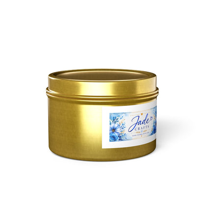 Blue Floral Scented Tin Candle