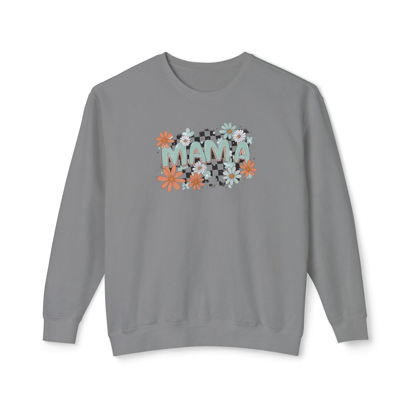 MAMA Floral Checkerboard Crewneck Sweatshirt