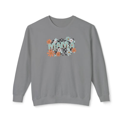 MAMA Floral Checkerboard Crewneck Sweatshirt