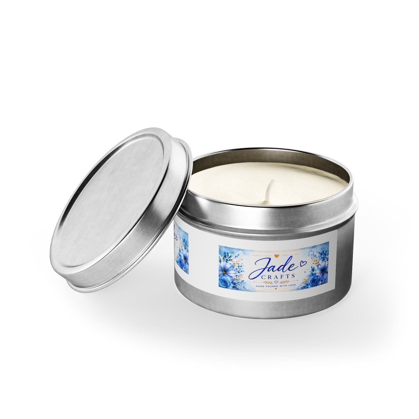 Blue Floral Scented Tin Candle
