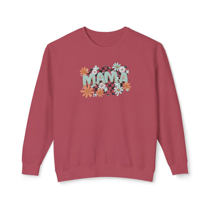 MAMA Floral Checkerboard Crewneck Sweatshirt