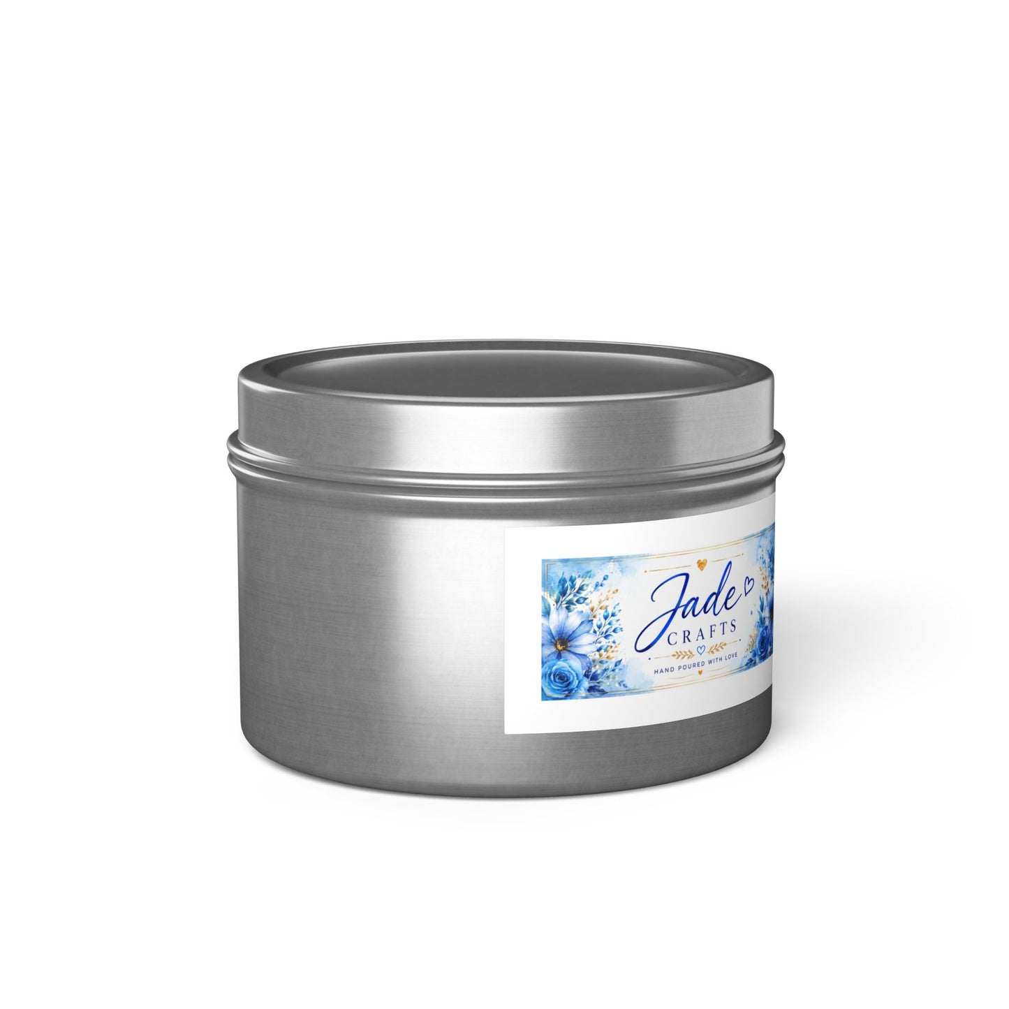 Blue Floral Scented Tin Candle