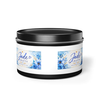 Blue Floral Scented Tin Candle