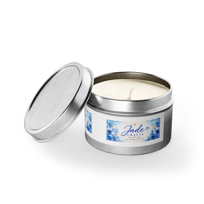 Blue Floral Scented Tin Candle