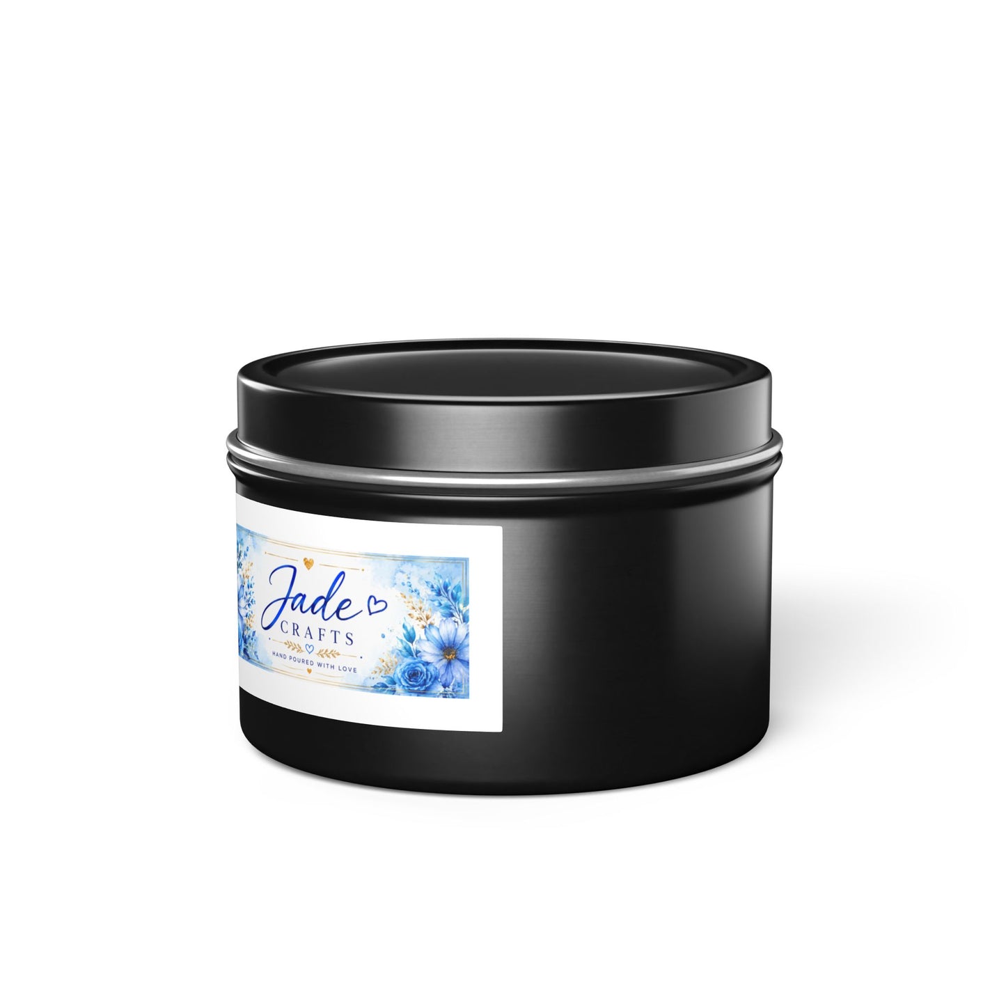Blue Floral Scented Tin Candle