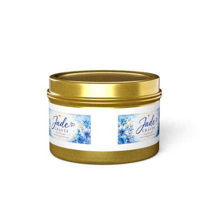 Blue Floral Scented Tin Candle