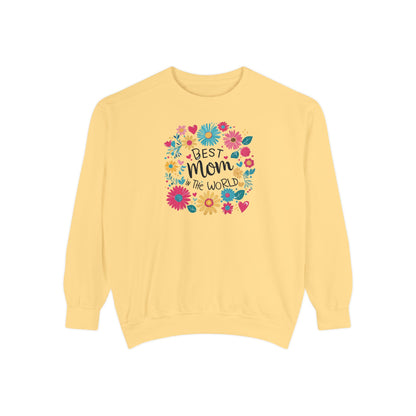 Best Mom in the World Floral Sweatshirt