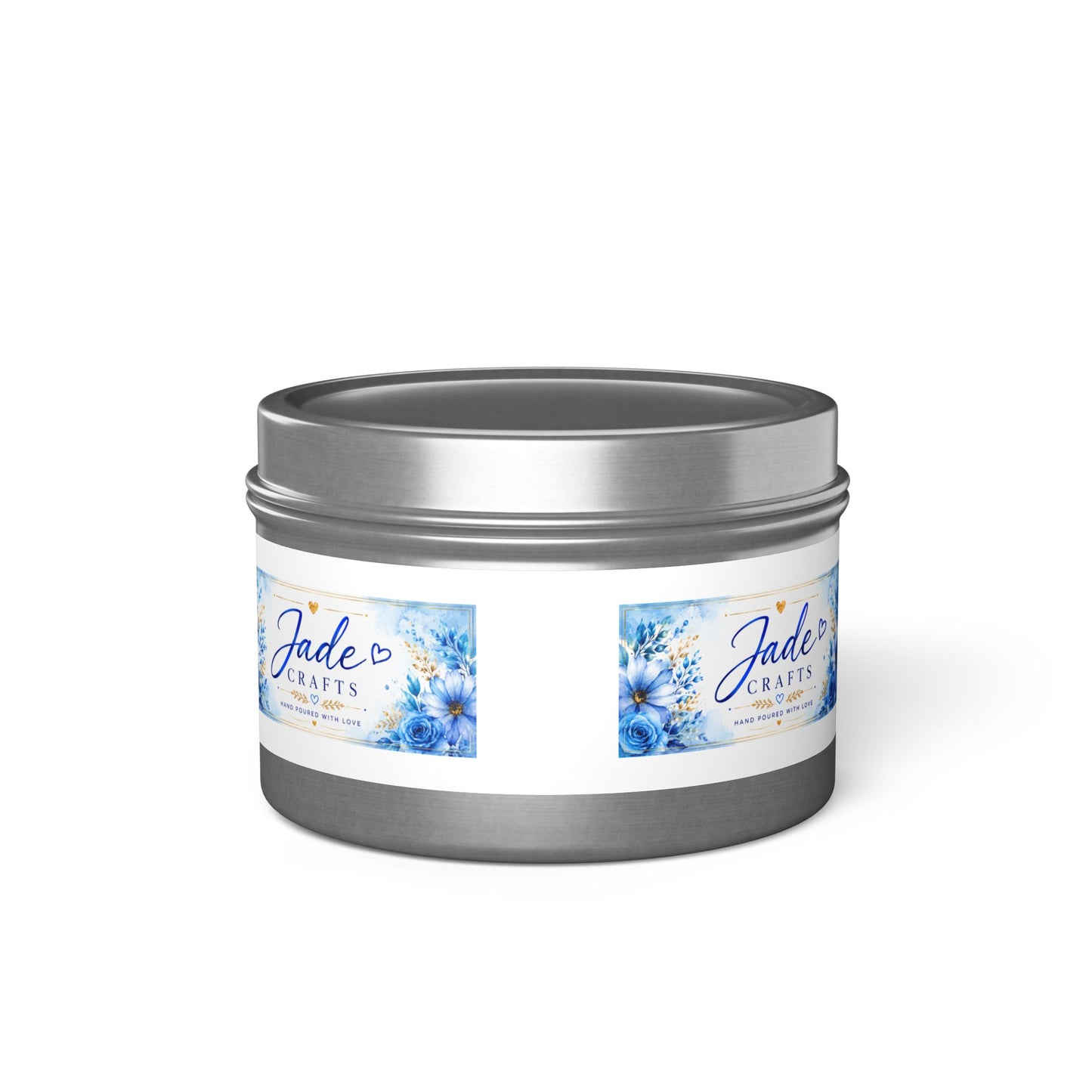 Blue Floral Scented Tin Candle
