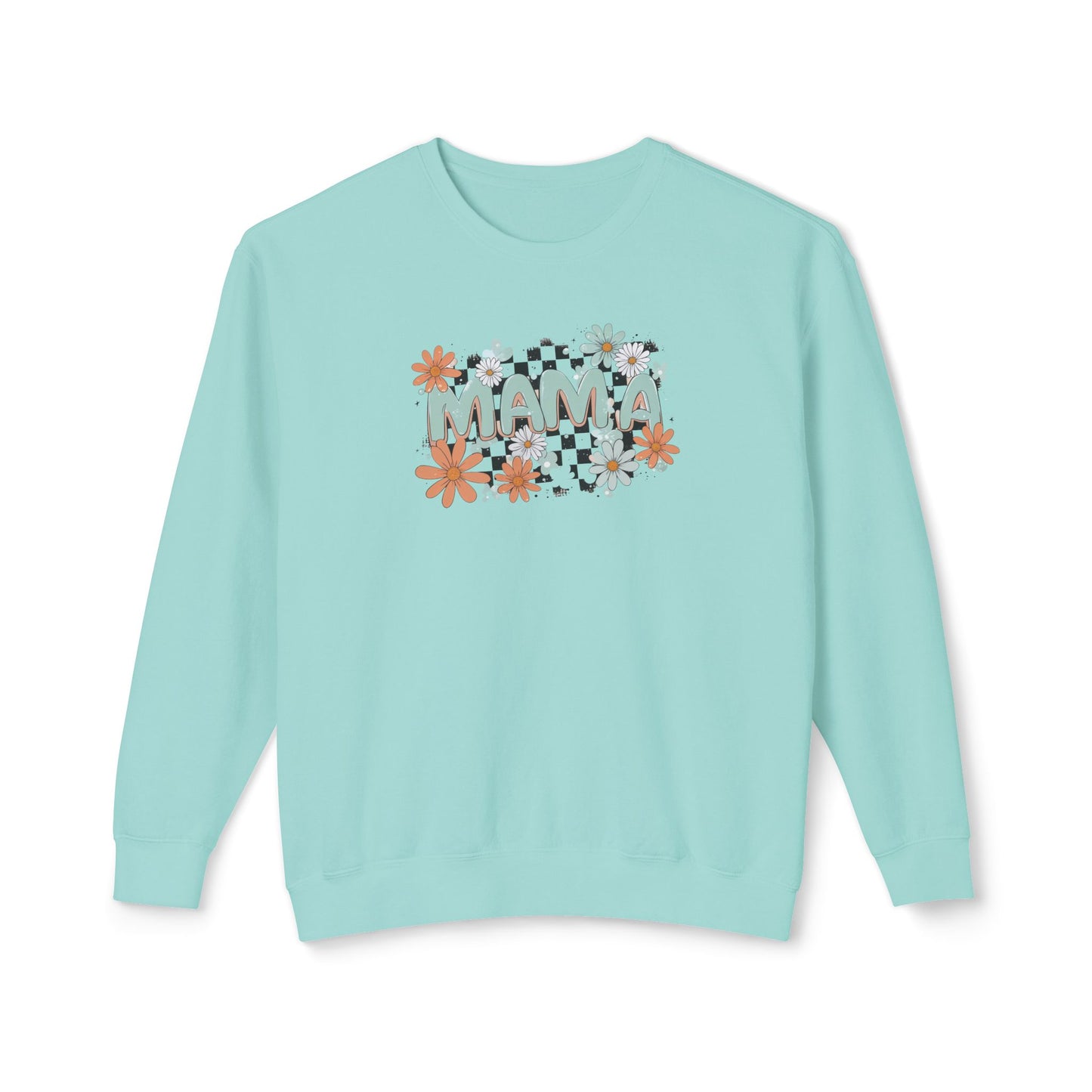 MAMA Floral Checkerboard Crewneck Sweatshirt