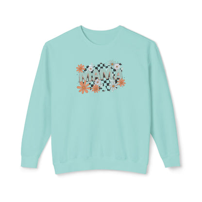 MAMA Floral Checkerboard Crewneck Sweatshirt
