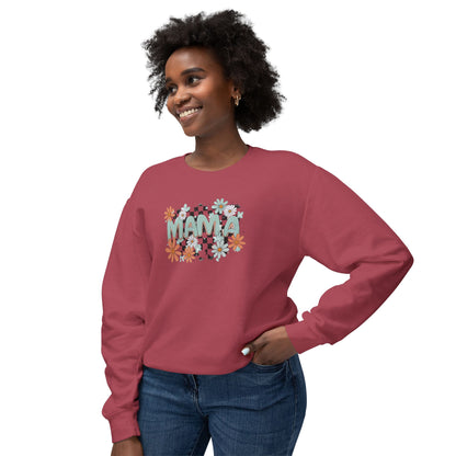 MAMA Floral Checkerboard Crewneck Sweatshirt