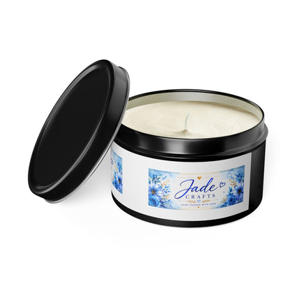 Blue Floral Scented Tin Candle