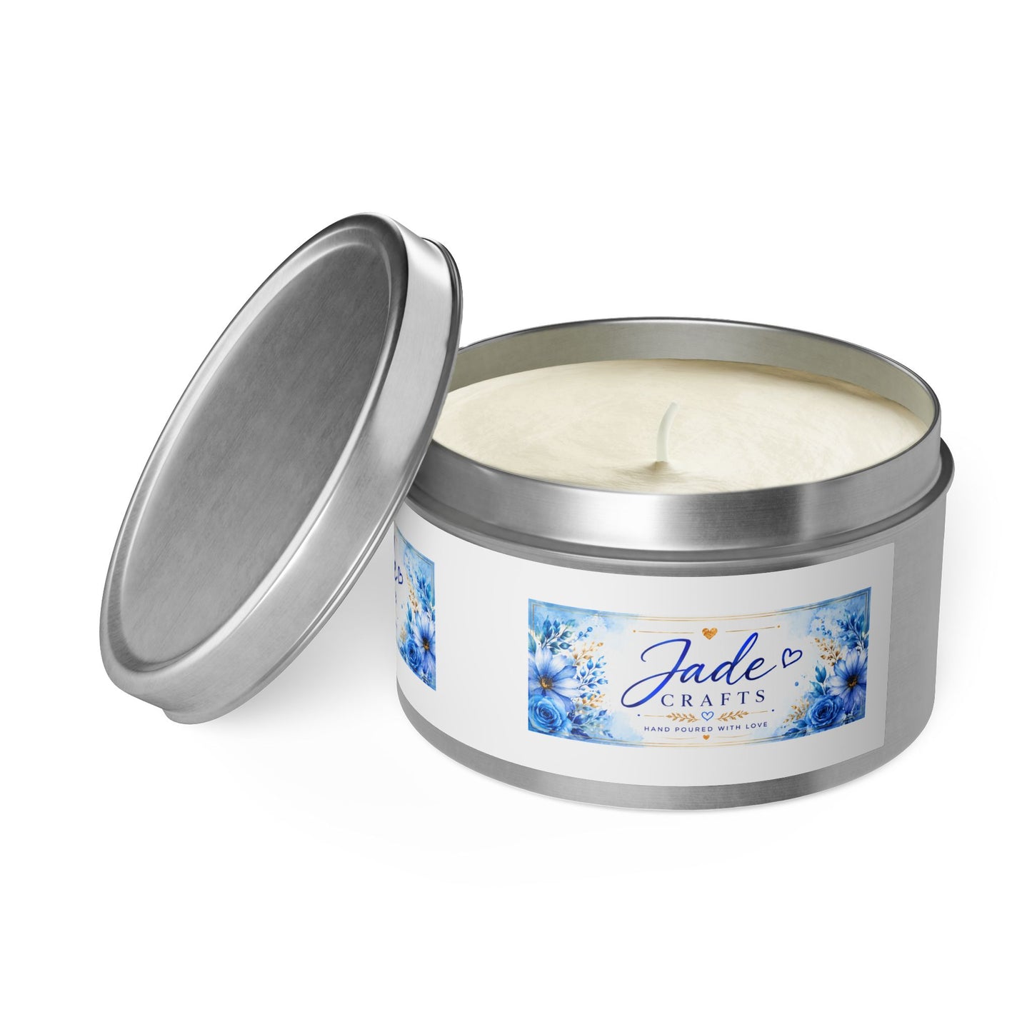 Blue Floral Scented Tin Candle