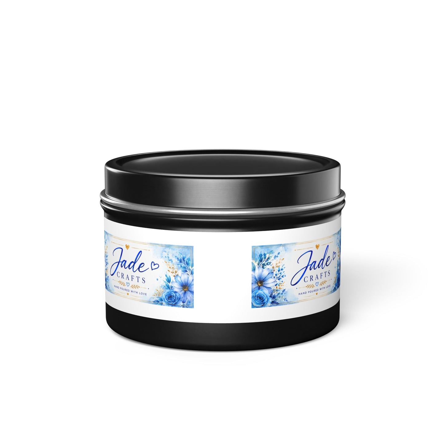 Blue Floral Scented Tin Candle